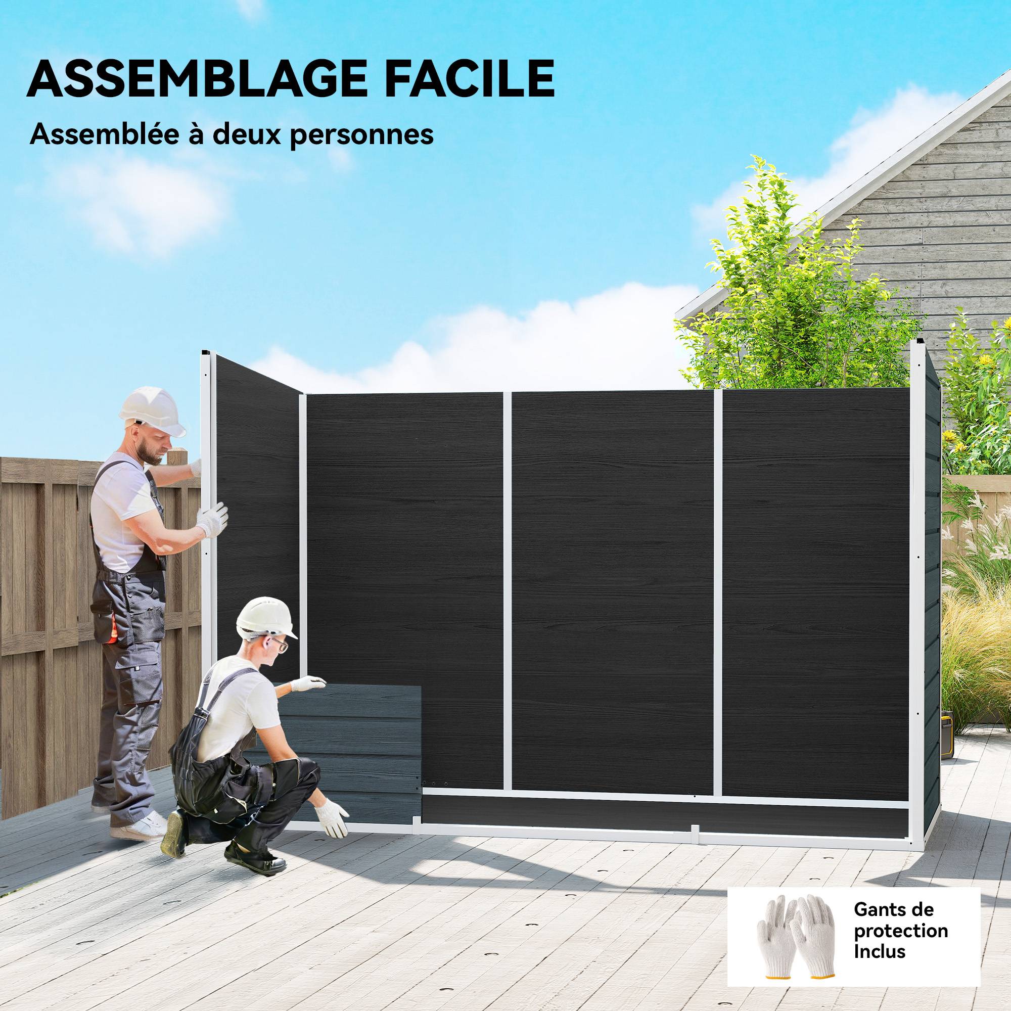 ComfortXL - Abri de jardin en polypropylène et aluminium gris 303 x 123 x 197 cm effet bois avec plancher pour rangement - Image 7