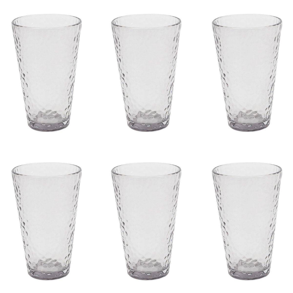 The Home Deco Factory - Lot de 6 Verres à Eau "Martelé" 34cl Gris Irisé - Image 1