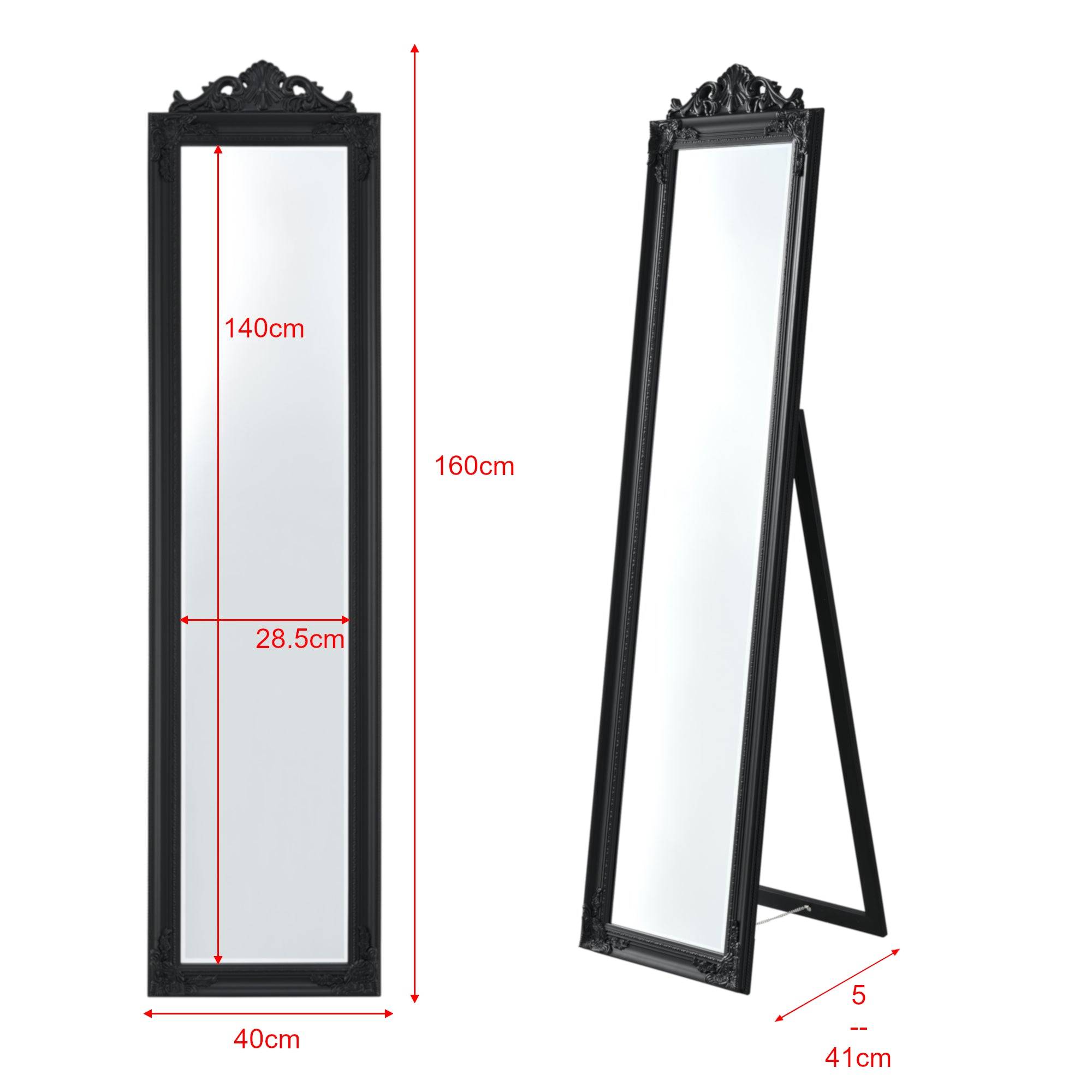 Helloshop26 - Miroir sur pied inclinable 160 x 40 cm noir mat - Imagen 4