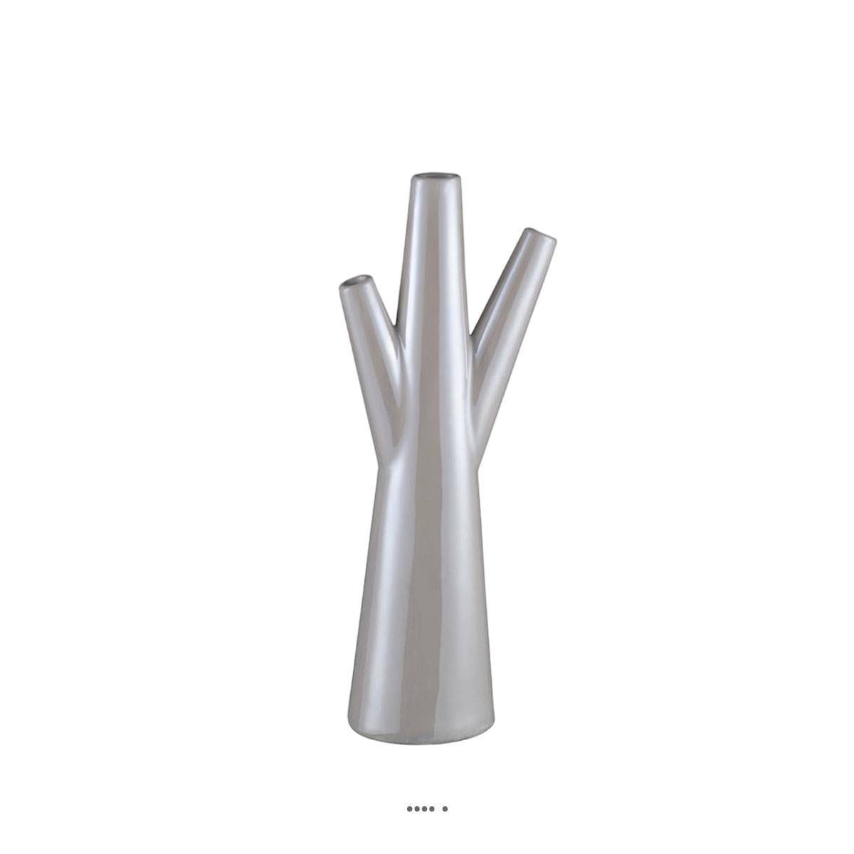 Artificielles - Vase Ceramique Blanche Perle L 16 x 8 2 x H 40 cm - Imagen 1