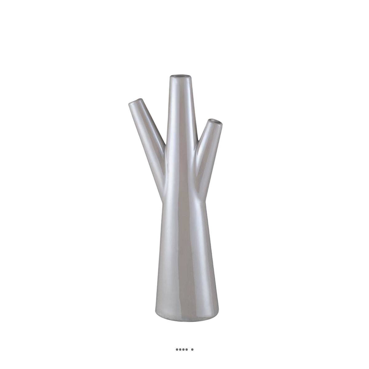 Artificielles - Vase Ceramique Blanche Perle L 16 x 8 2 x H 40 cm - Imagen 2