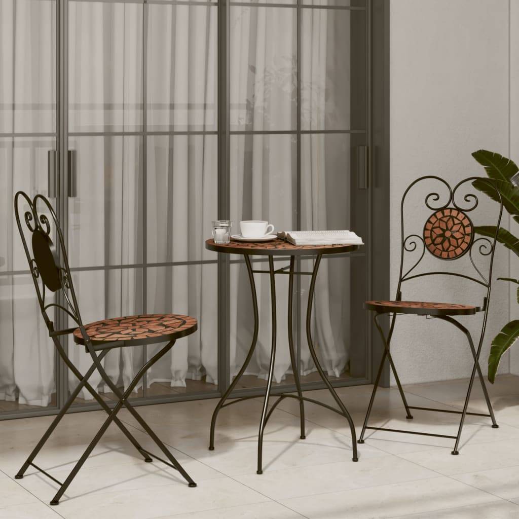 Maison Chic - Table de jardin | Table de bistro mosaïque terre cuite Ø50x70 cm céramique - Image 3