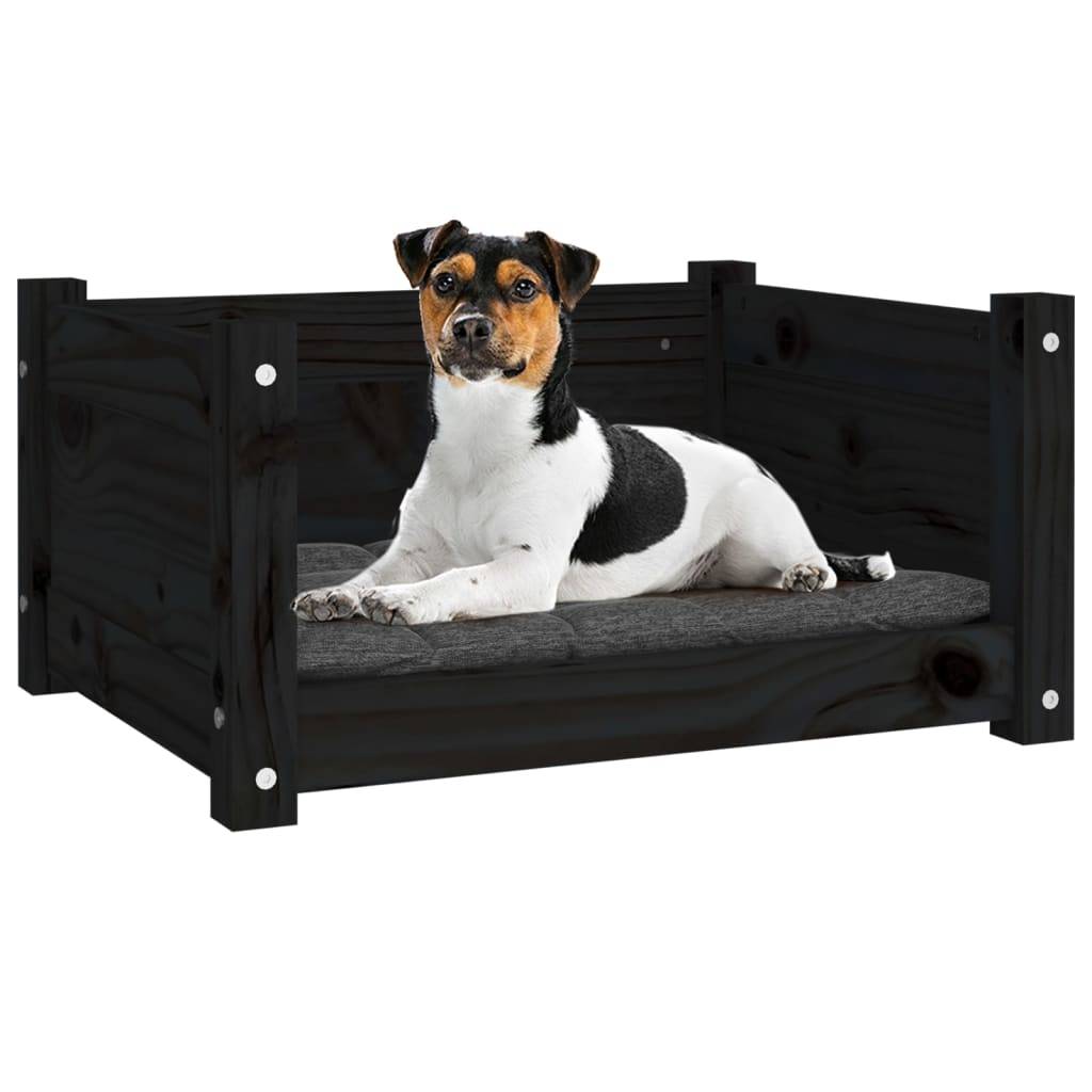 Vidaxl - Lit pour chien Noir 55,5x45,5x28 cm Bois massif de pin vidaXL 821446 - Imagen 5