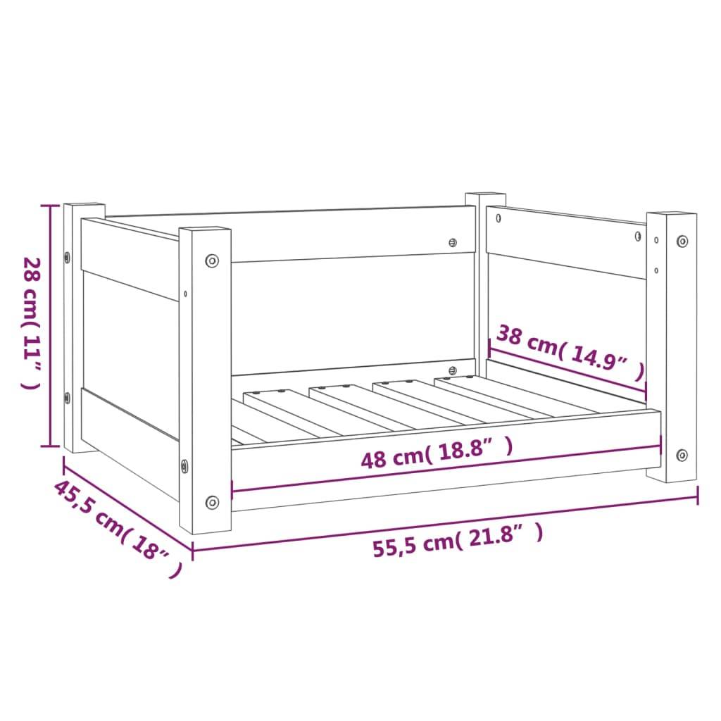 Vidaxl - Lit pour chien Noir 55,5x45,5x28 cm Bois massif de pin vidaXL 821446 - Imagen 3