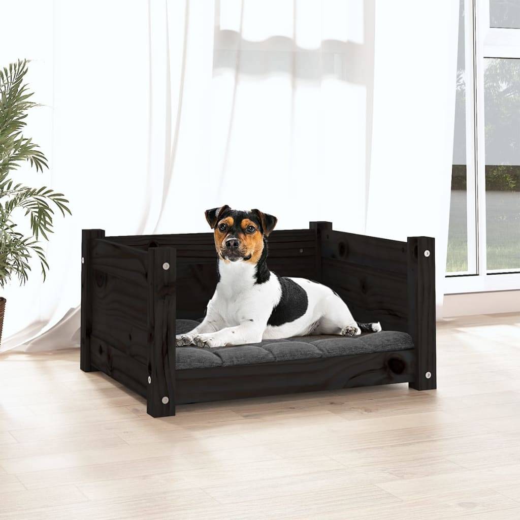 Vidaxl - Lit pour chien Noir 55,5x45,5x28 cm Bois massif de pin vidaXL 821446 - Imagen 4