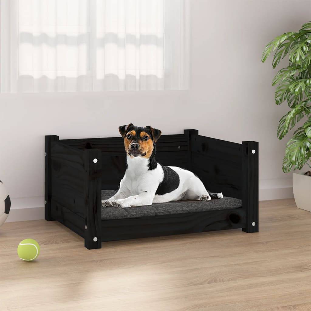 Vidaxl - Lit pour chien Noir 55,5x45,5x28 cm Bois massif de pin vidaXL 821446 - Imagen 1