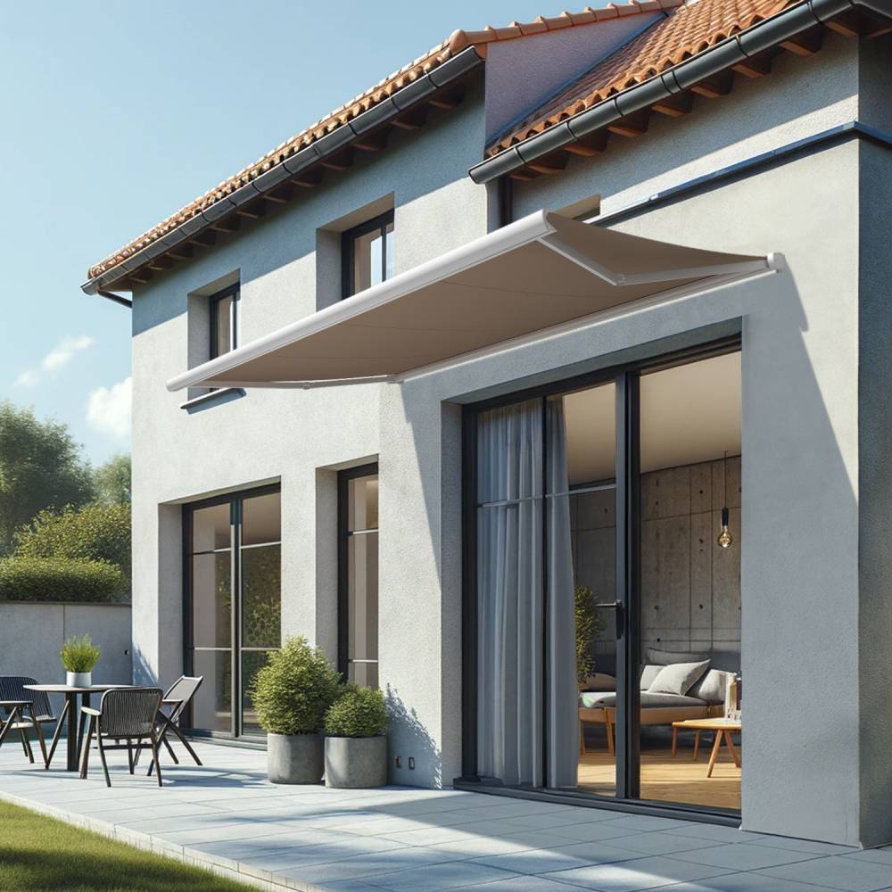 Intersun - Store banne coffre CINABRE 3,00x2,00 M (Motorisé et Interrupteur - Blanc - Taupe) - INTERSUN - Imagen 2