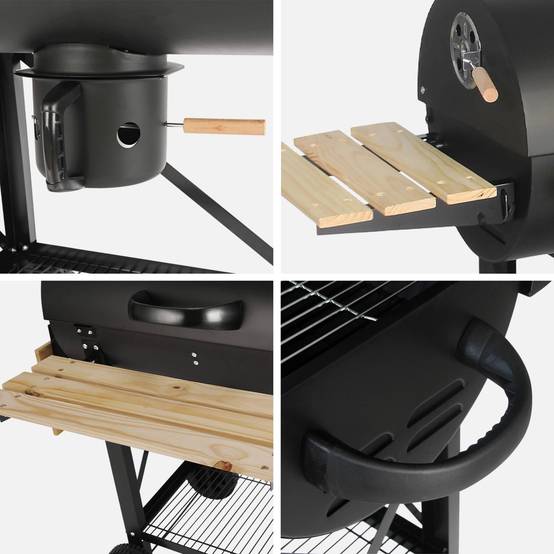 sweeek - Barbecue américain charbon de bois - Serge noir - Smoker américain avec aérateurs. récupérateur de cendres. fumoir | sweeek - Image 6