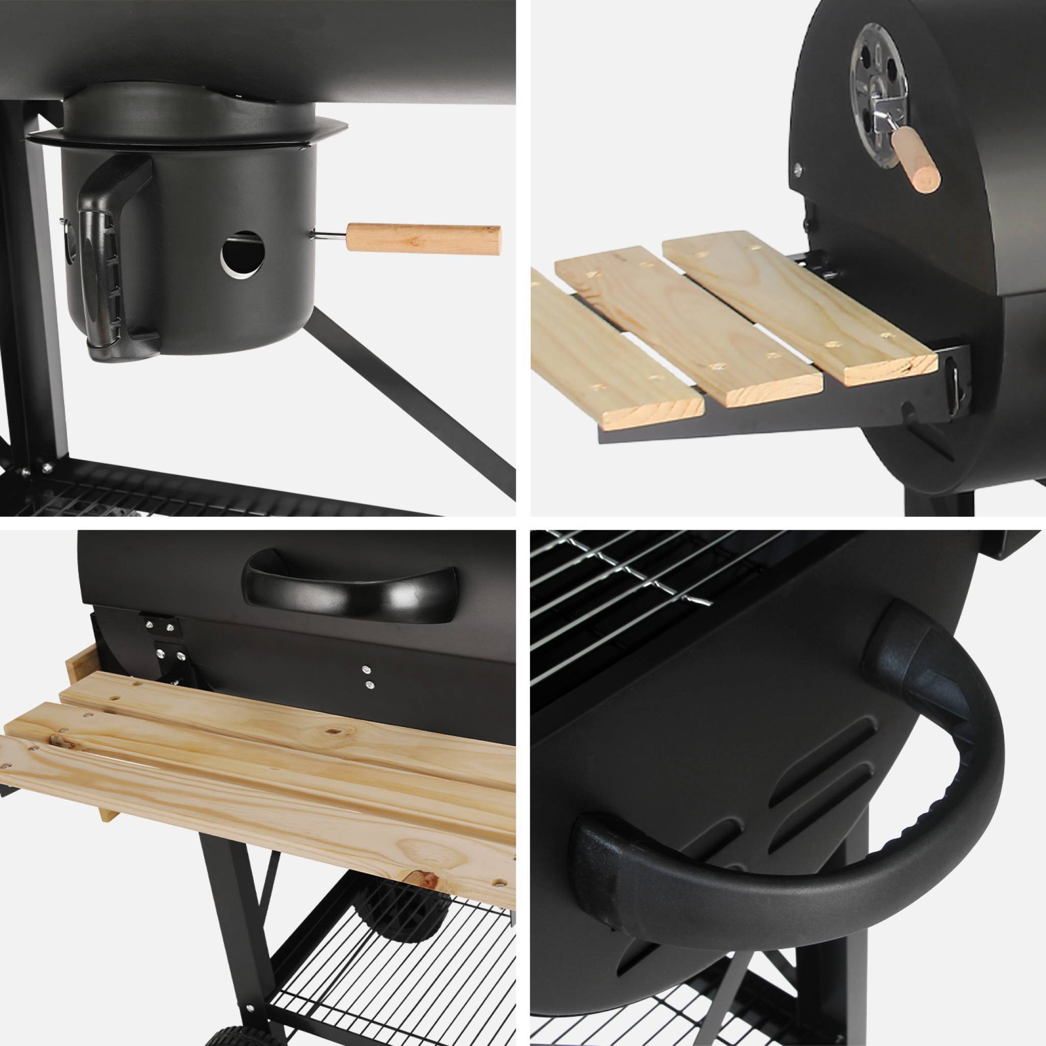 sweeek - Barbecue américain charbon de bois - Serge noir - Smoker américain avec aérateurs. récupérateur de cendres. fumoir | sweeek - Image 6