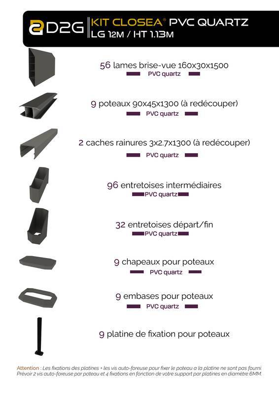 Closea - Kit cloture - Lame 16cm - PVC Quartz - LG: 12m x H: 1m13 Closea - Imagen 4