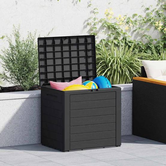 Coffre de Rangement Extérieur 140L en PP Verrouillable pour Balcon Jardin Anthracite 58.5x46x55 cm – ComfortXL Outdoor Living - Image 1