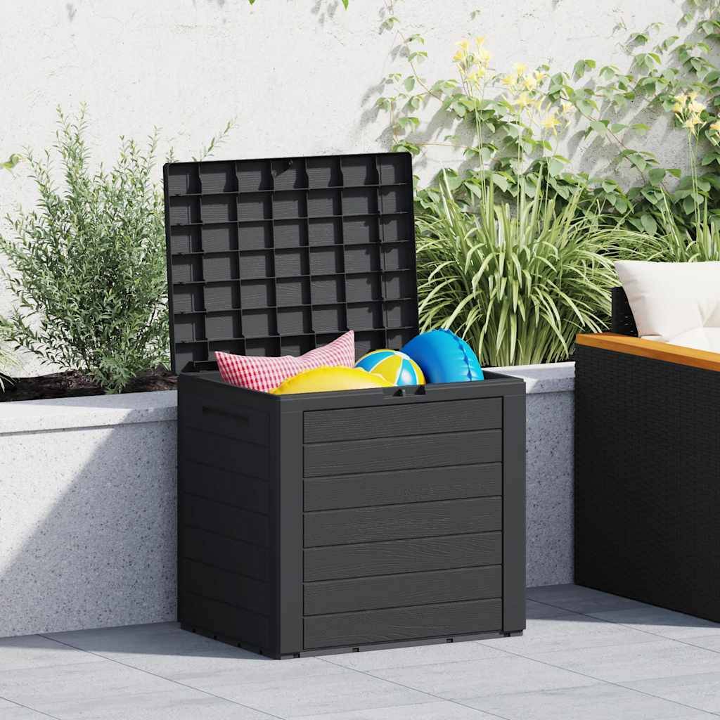 Coffre de Rangement Extérieur 140L en PP Verrouillable pour Balcon Jardin Anthracite 58.5x46x55 cm – ComfortXL Outdoor Living - Image 1
