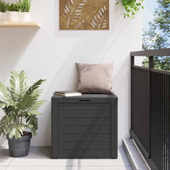 Coffre de Rangement Extérieur 140L en PP Verrouillable pour Balcon Jardin Anthracite 58.5x46x55 cm – ComfortXL Outdoor Living - Image 3