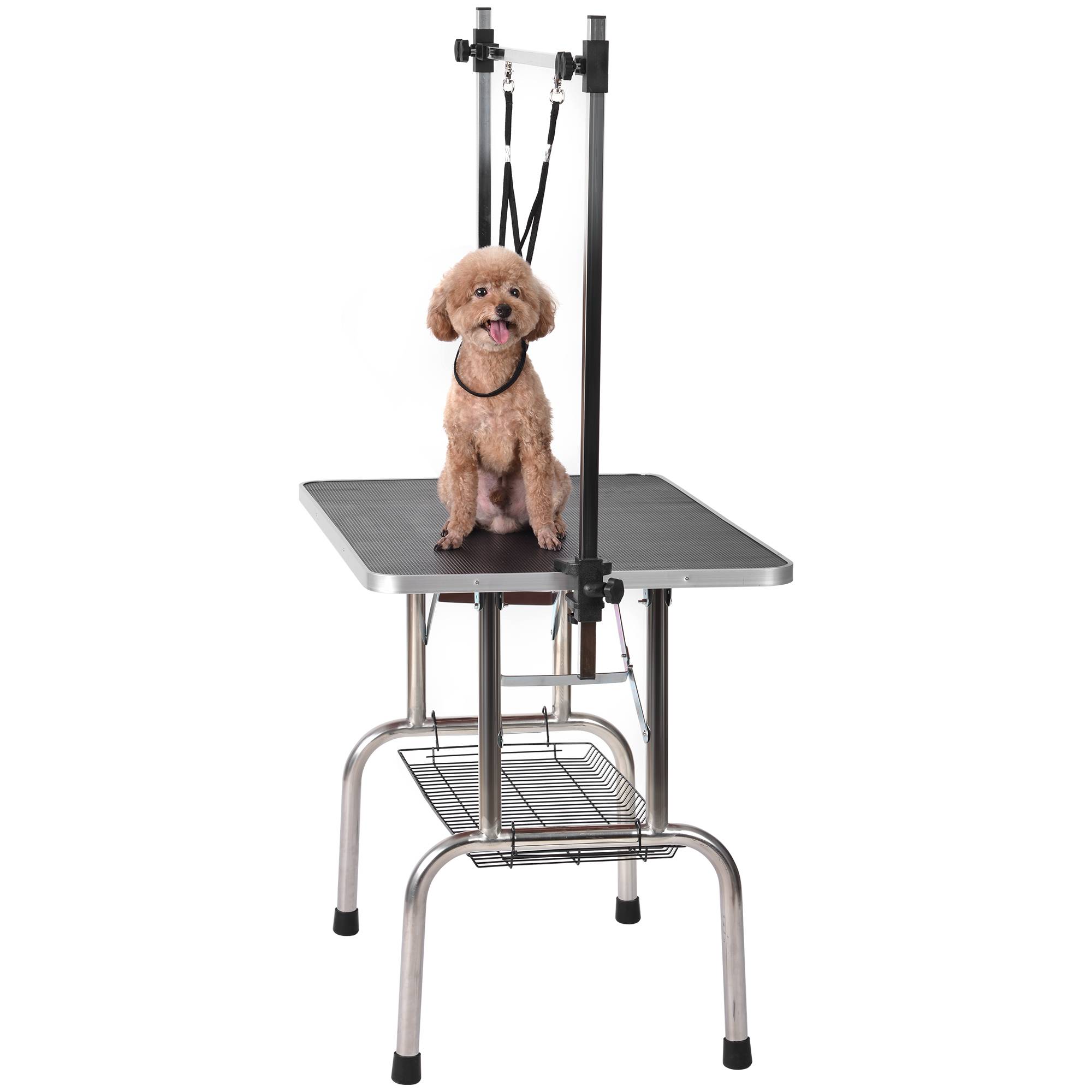 Table de toilettage pliable chats et chiens 117 x 61 x 76 cm acier inoxydable et MDF - PANGIVO - Image 6