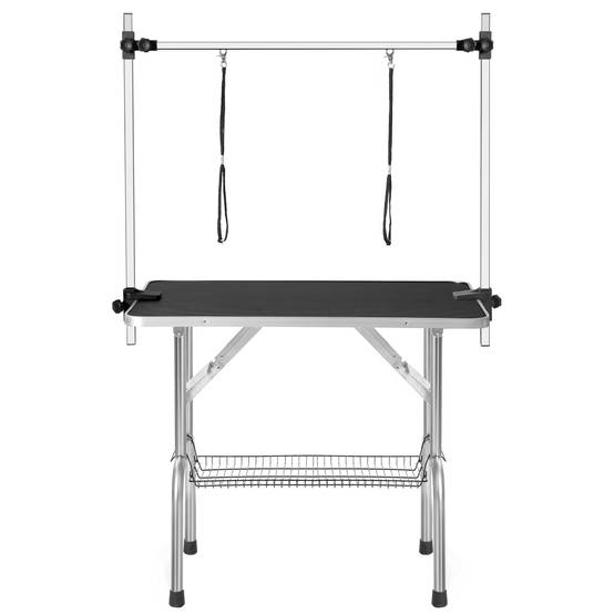 Table de toilettage pliable chats et chiens 117 x 61 x 76 cm acier inoxydable et MDF - PANGIVO - Image 1