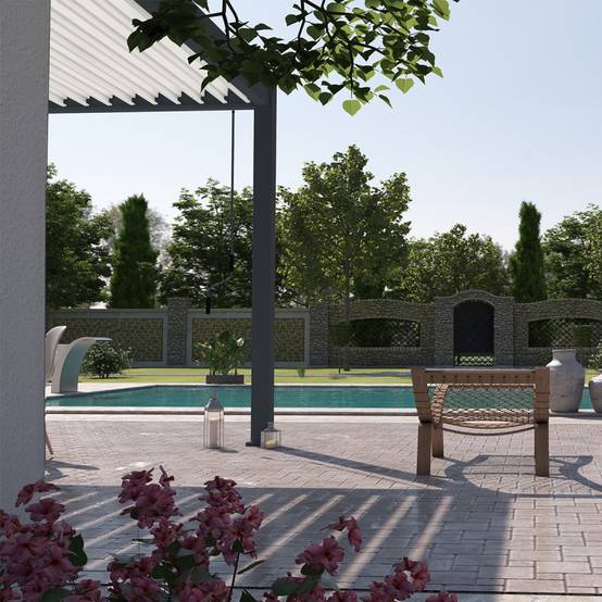 Ombrea - Pergola bioclimatique Ombréa VS 3x6M adossée - Anthracite/blanc - V2 - Image 4