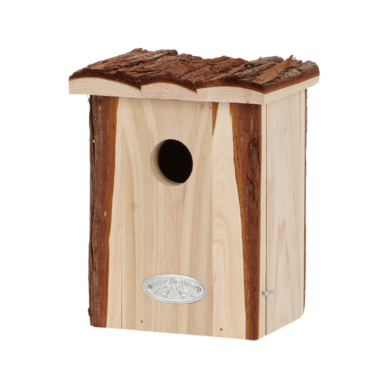 Best For Birds - Nichoir pour oiseaux avec toît en écorce - Marron - L 13,4 x P 12,5 x H 17 cm