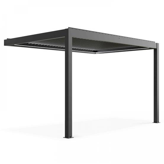 Oviala - Pergola bioclimatique adossée et motorisée 3 x 4 x 2,5m gris Thebes - Oviala - Imagen 2