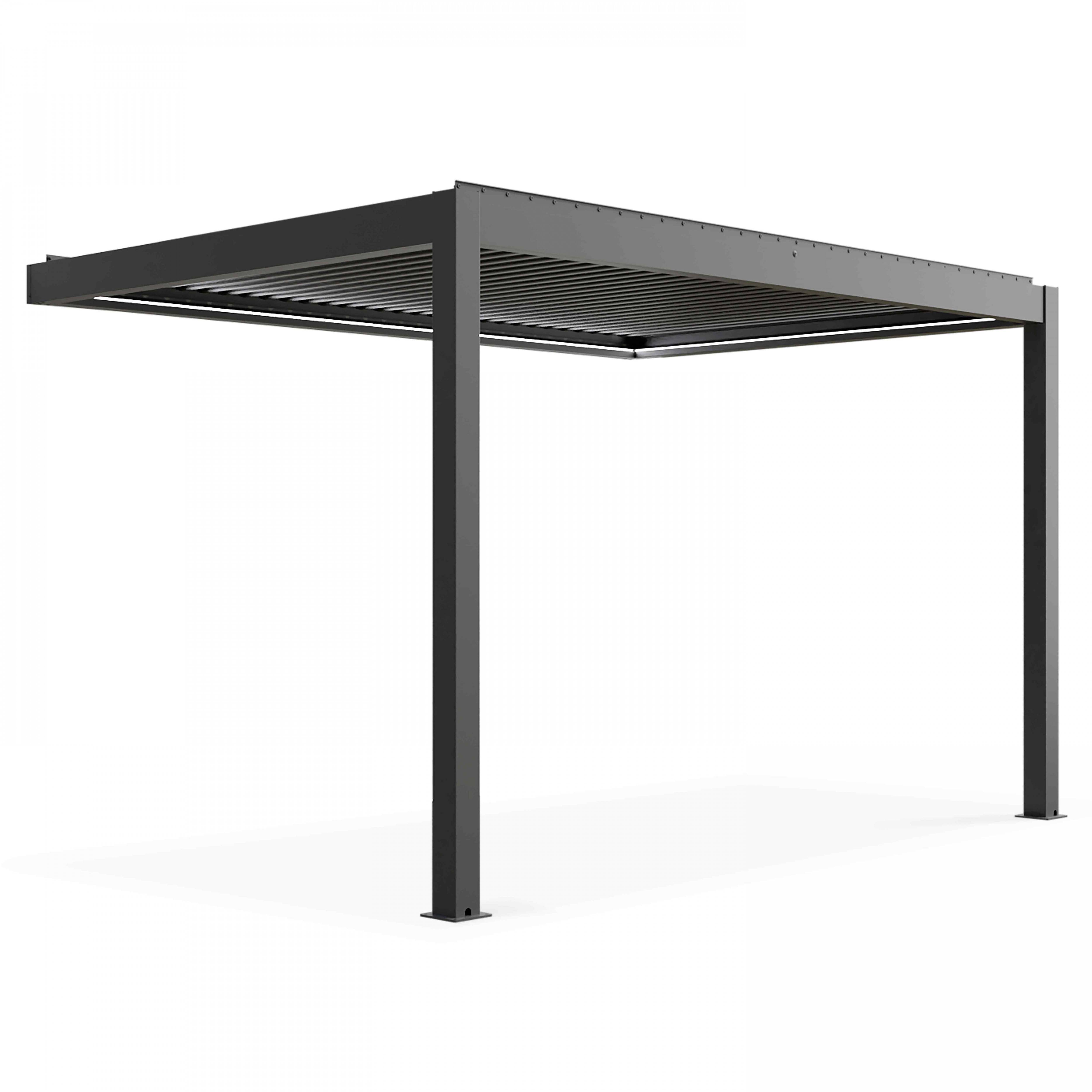 Oviala - Pergola bioclimatique adossée et motorisée 3 x 4 x 2,5m gris Thebes - Oviala - Imagen 2