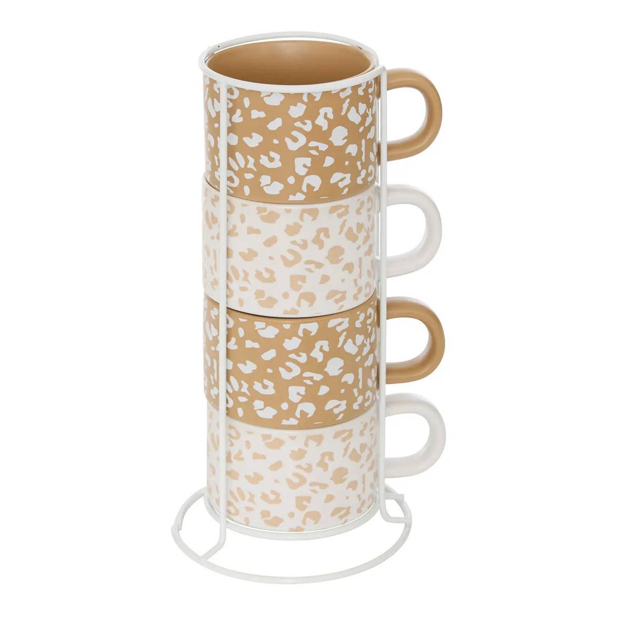 Lot de 4 Mugs sur Rack "Leopardi" 20cl Multicolore - Image 1