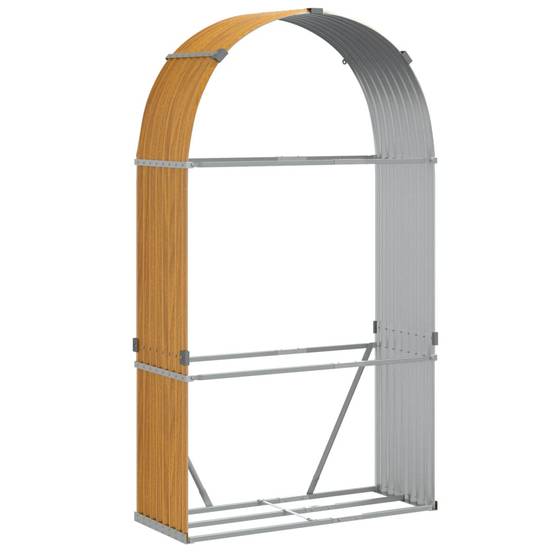 Range-bûches extérieur acier galvanisé Aspect Bois 120x45x210 cm – ComfortXL Outdoor Living - Image 2