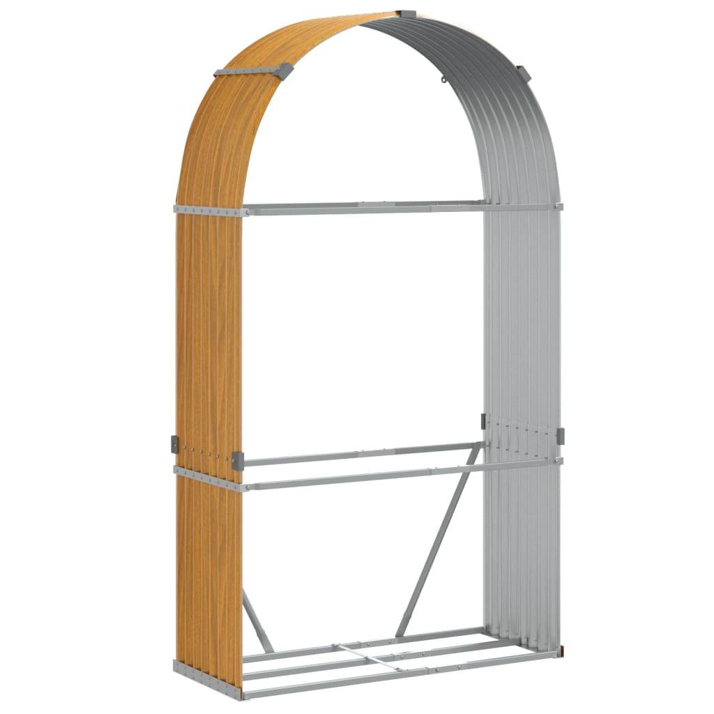 Range-bûches extérieur acier galvanisé Aspect Bois 120x45x210 cm – ComfortXL Outdoor Living - Image 2