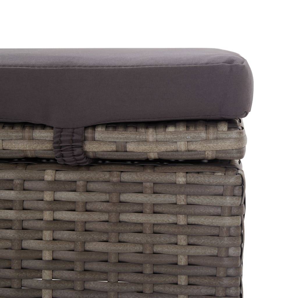 Vidaxl - Chaise longue avec auvent et coussin Résine tressée Gris vidaXL 46248 - Imagen 4