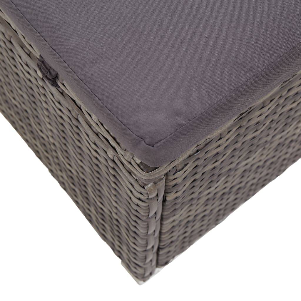 Vidaxl - Chaise longue avec auvent et coussin Résine tressée Gris vidaXL 46248 - Imagen 5