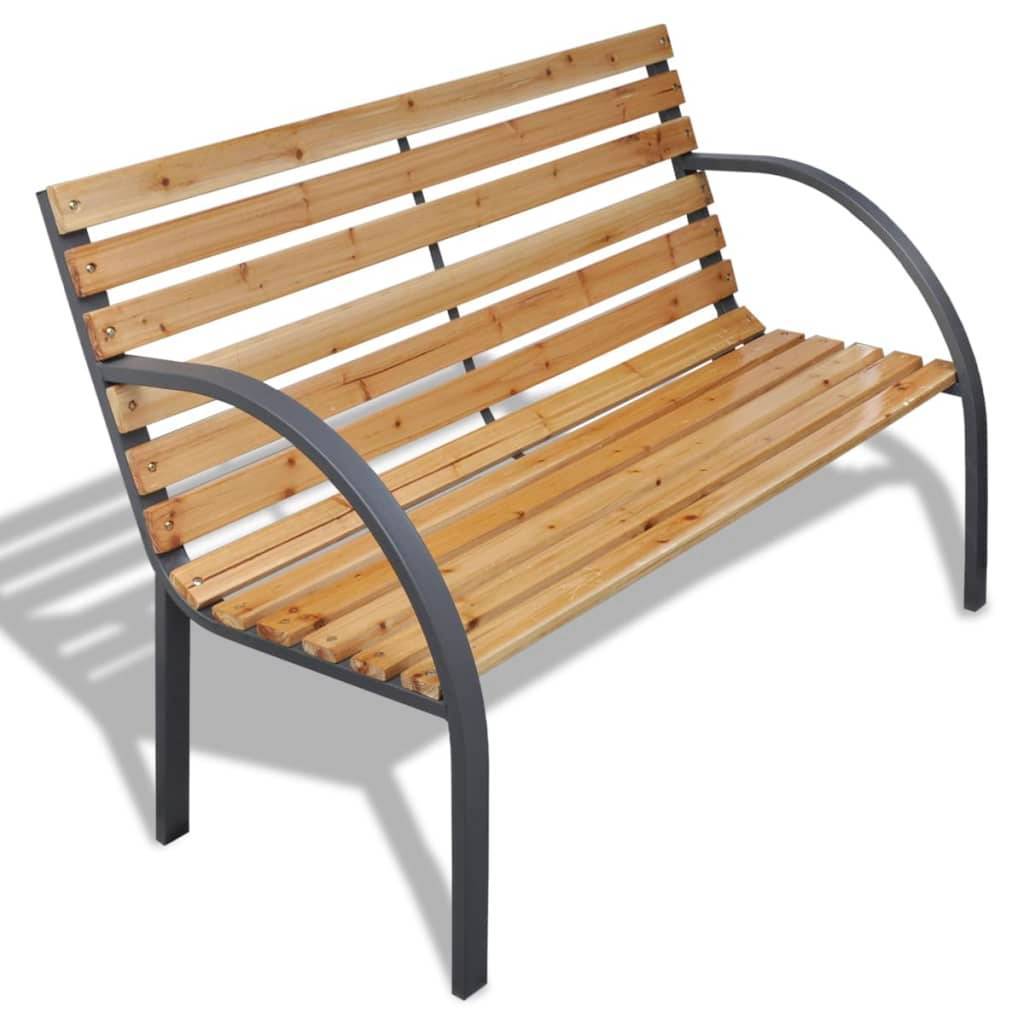 Helloshop26 - Banc de jardin meuble de patio d'extérieur terrasse 120 x 62 x 82 cm bois et fer - Imagen 1