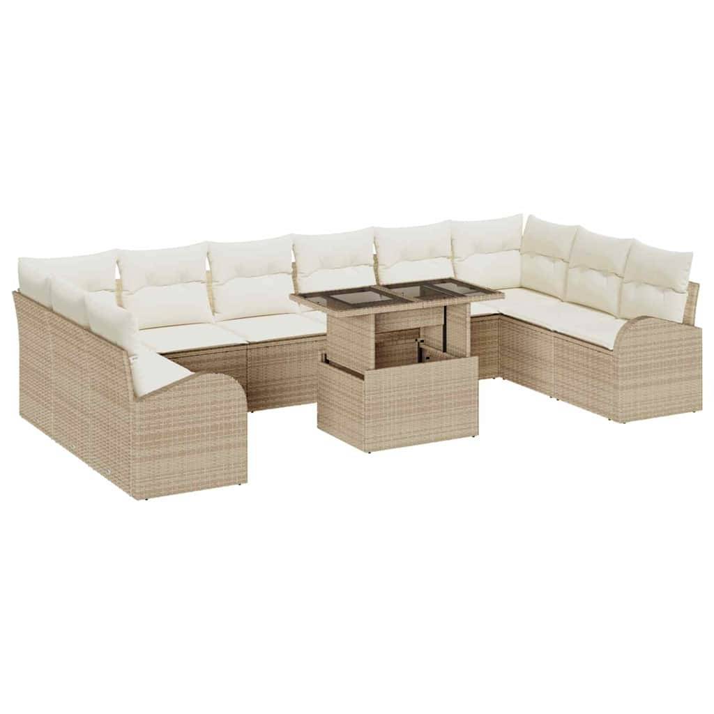 Salon Bas Extérieur 11 Pièces Résine Tressée Beige et Crème Raffinée Idéal pour Détente en Famille – ComfortXL Outdoor Living - Imagen 2