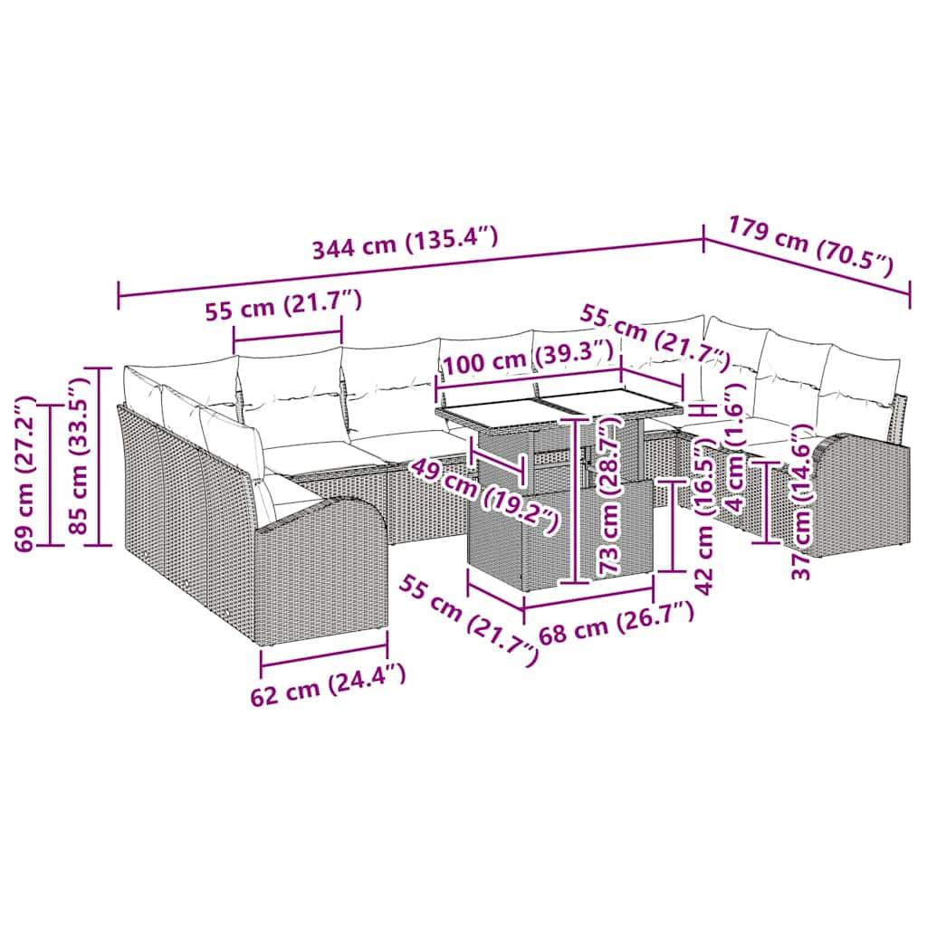 Salon Bas Extérieur 11 Pièces Résine Tressée Beige et Crème Raffinée Idéal pour Détente en Famille – ComfortXL Outdoor Living - Imagen 6