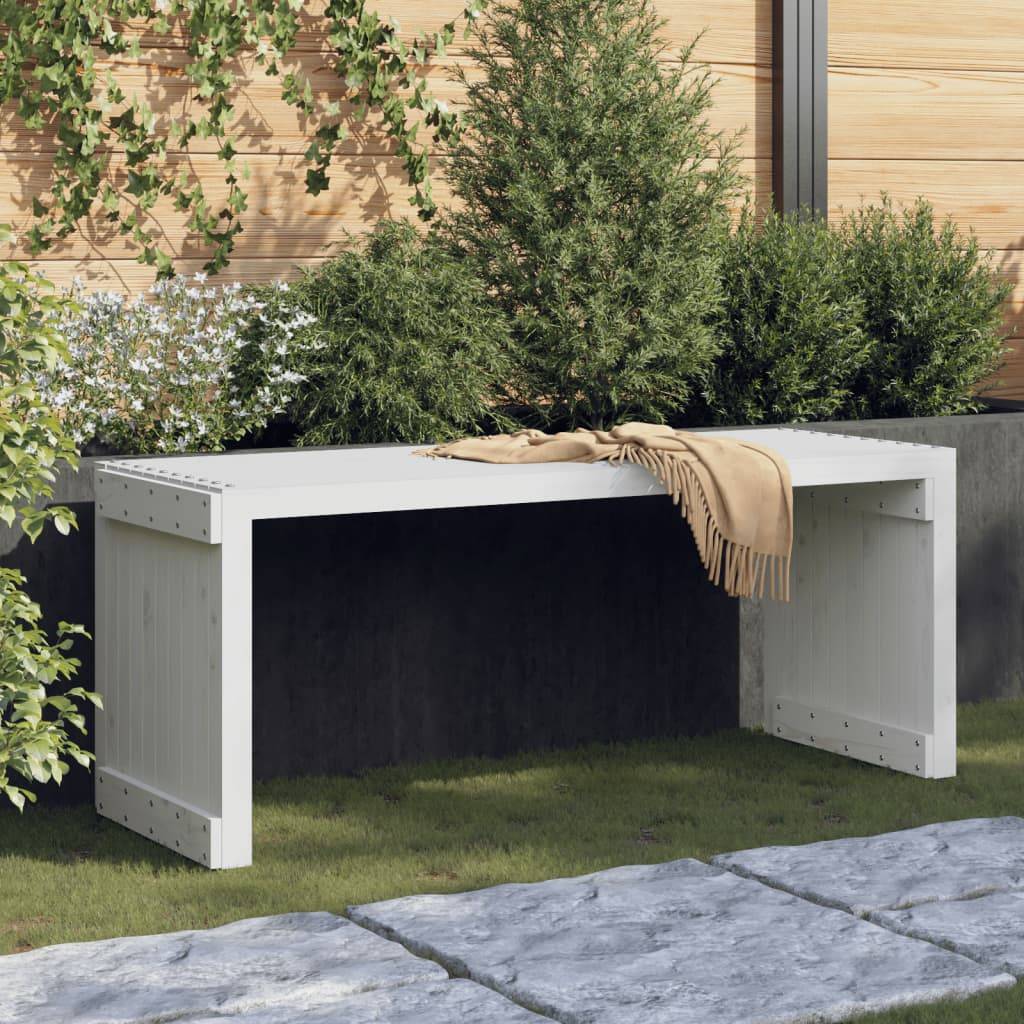 Maison Chic - Banc de jardin - Banc d'extérieur - Banquette extensible blanc 212,5x40,5x45cm bois massif pin - Imagen 2