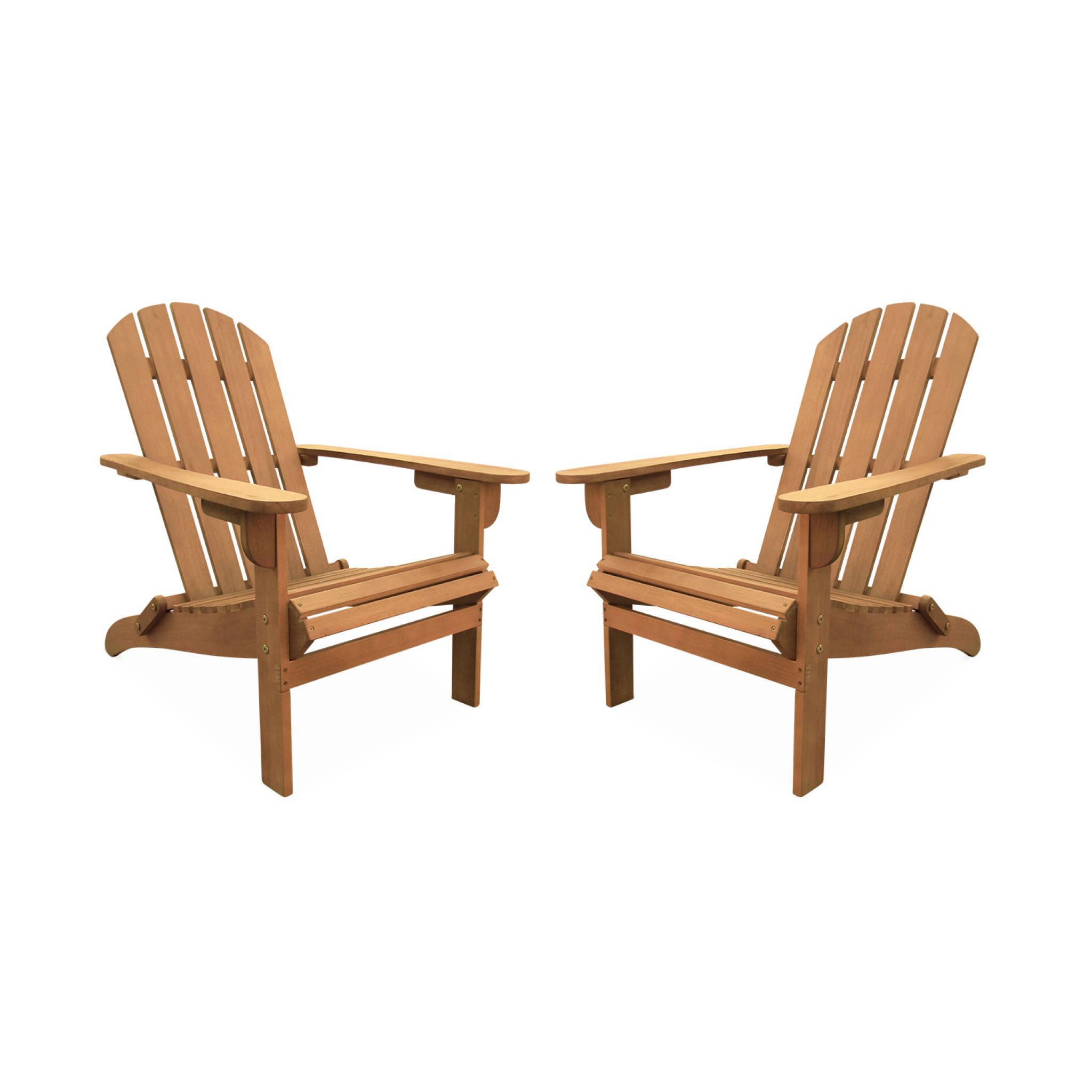 Lot de 2 fauteuils de jardin en bois - Adirondack Salamanca- Eucalyptus. chaises de terrasse rétro. sièges de plage | sweeek - Image 2