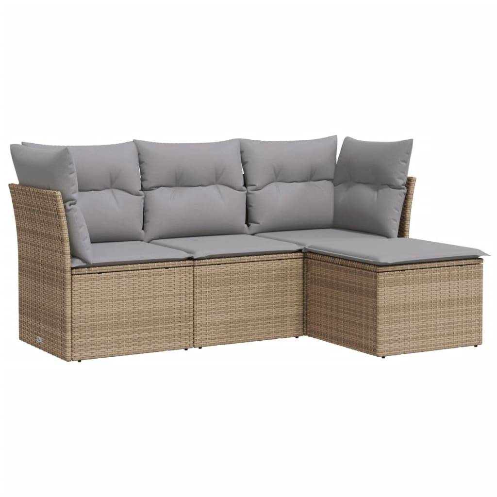 Salon de jardin 4 places confortable en résine tressée modulable pour balcon Beige et Gris – ComfortXL Outdoor Living - Image 2