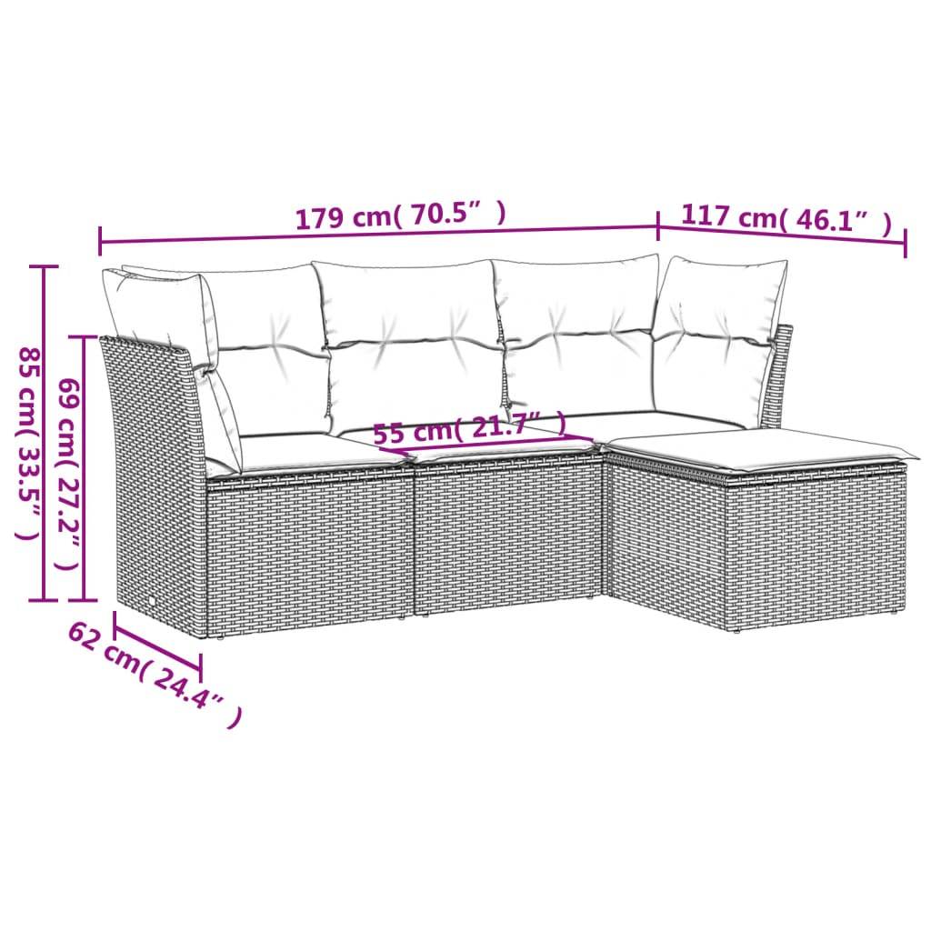Salon de jardin 4 places confortable en résine tressée modulable pour balcon Beige et Gris – ComfortXL Outdoor Living - Image 3