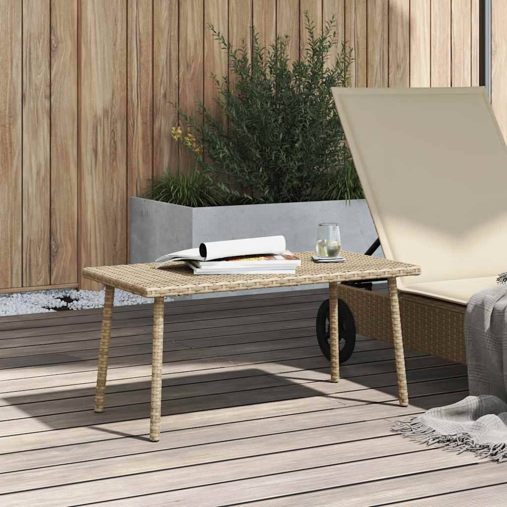 PANGIVO - Table basse de jardin rectangulaire beige résine tressée 80 x 40 x 37 cm - PANGIVO - Image 2