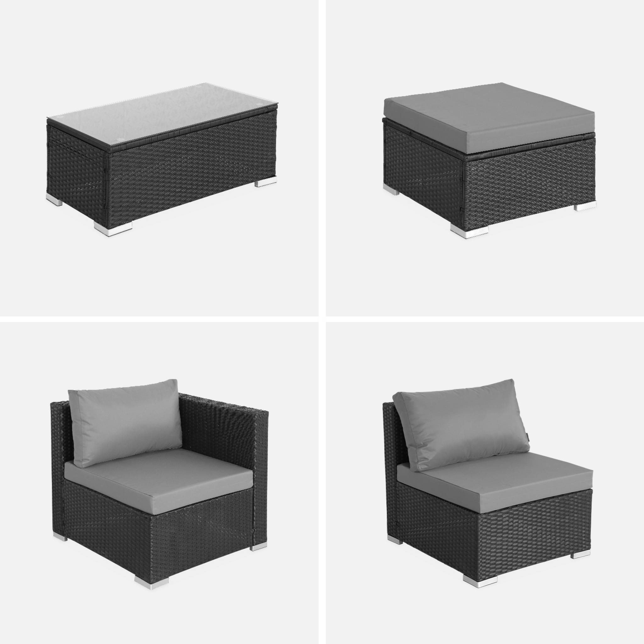sweeek - Salon de jardin en résine pour 4 personnes - Torino – résine noir et coussins gris | sweeek - Image 6