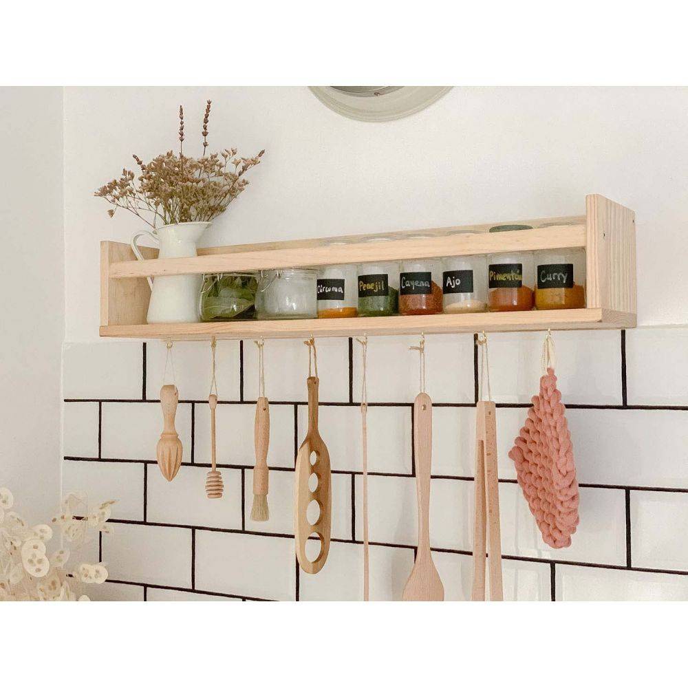 Étagère avec barre centrale en pin Kit Line 80 cm - Imagen 2