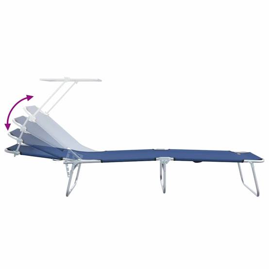 2 pcs Transat | Bain de soleil | Chaise longue Bleu 58 x 188 x 77cm Polyester - Image 8