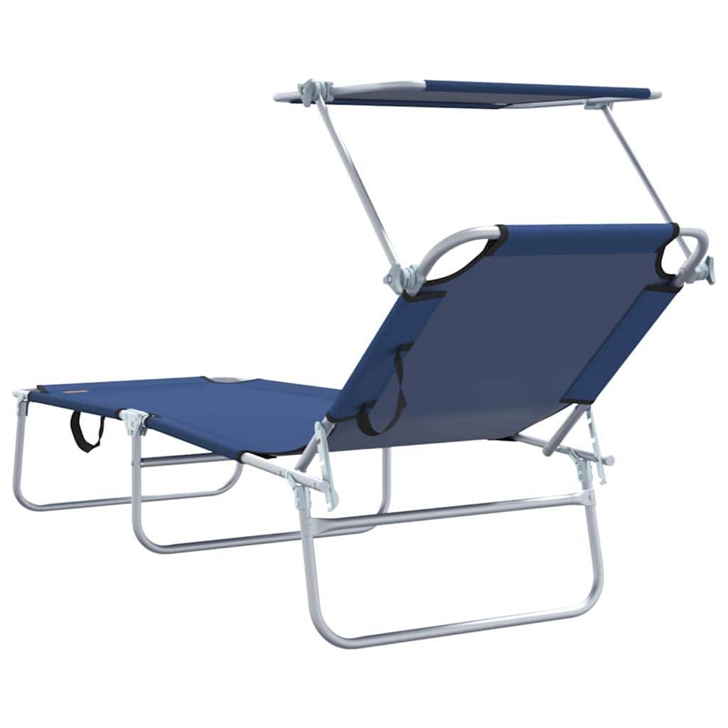 2 pcs Transat | Bain de soleil | Chaise longue Bleu 58 x 188 x 77cm Polyester - Image 7