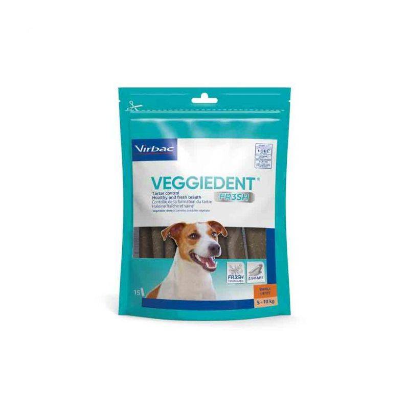 VeggieDent Fresh Virbac : Lamelles dentaires anti-plaque Chiens < 5 kg - XS - 1 Sachet de 15 lamelles - Imagen 2