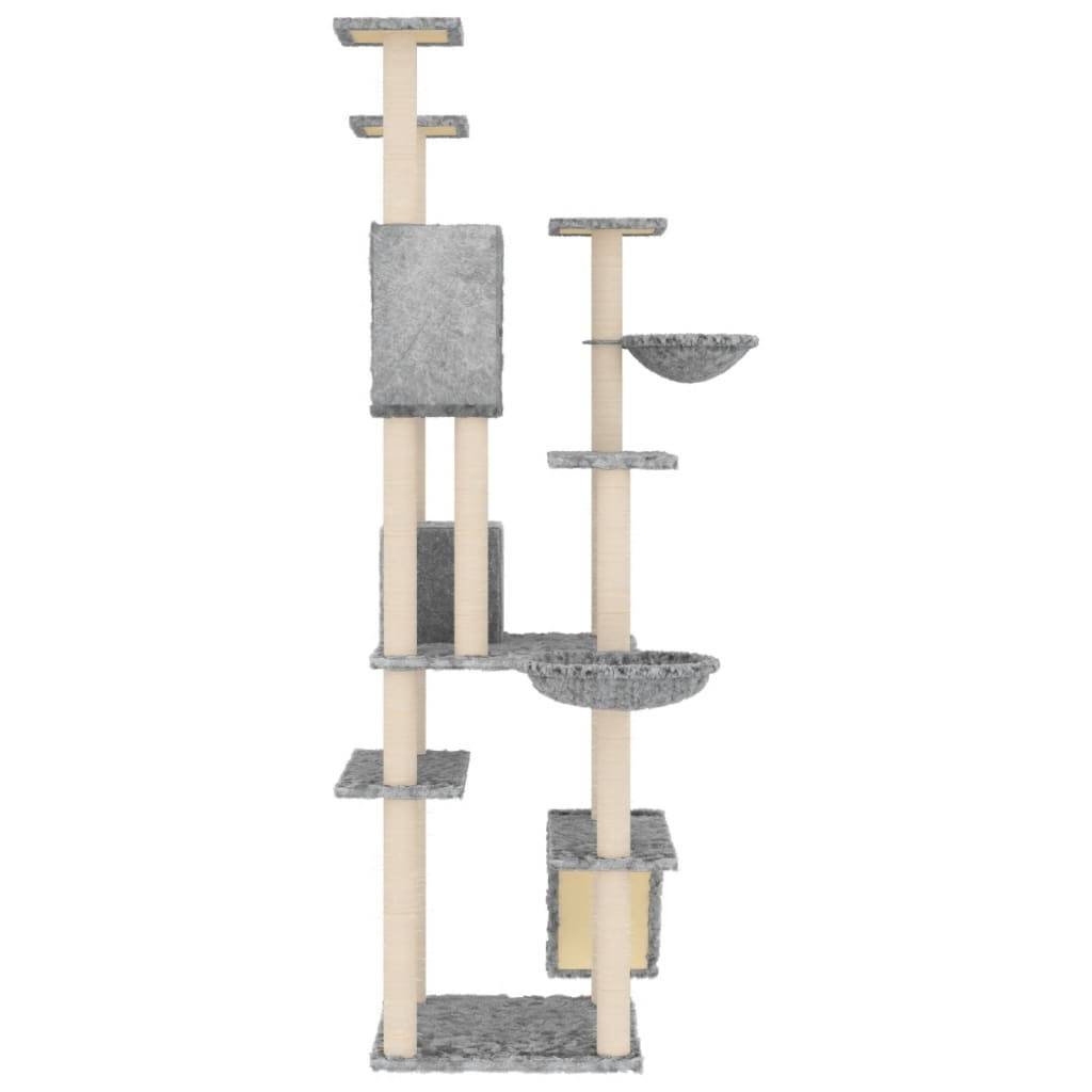 Arbre à chat XXL multi-niveaux avec échelle niches et paniers Gris 191 cm – ComfortXL Pet Living - Image 4