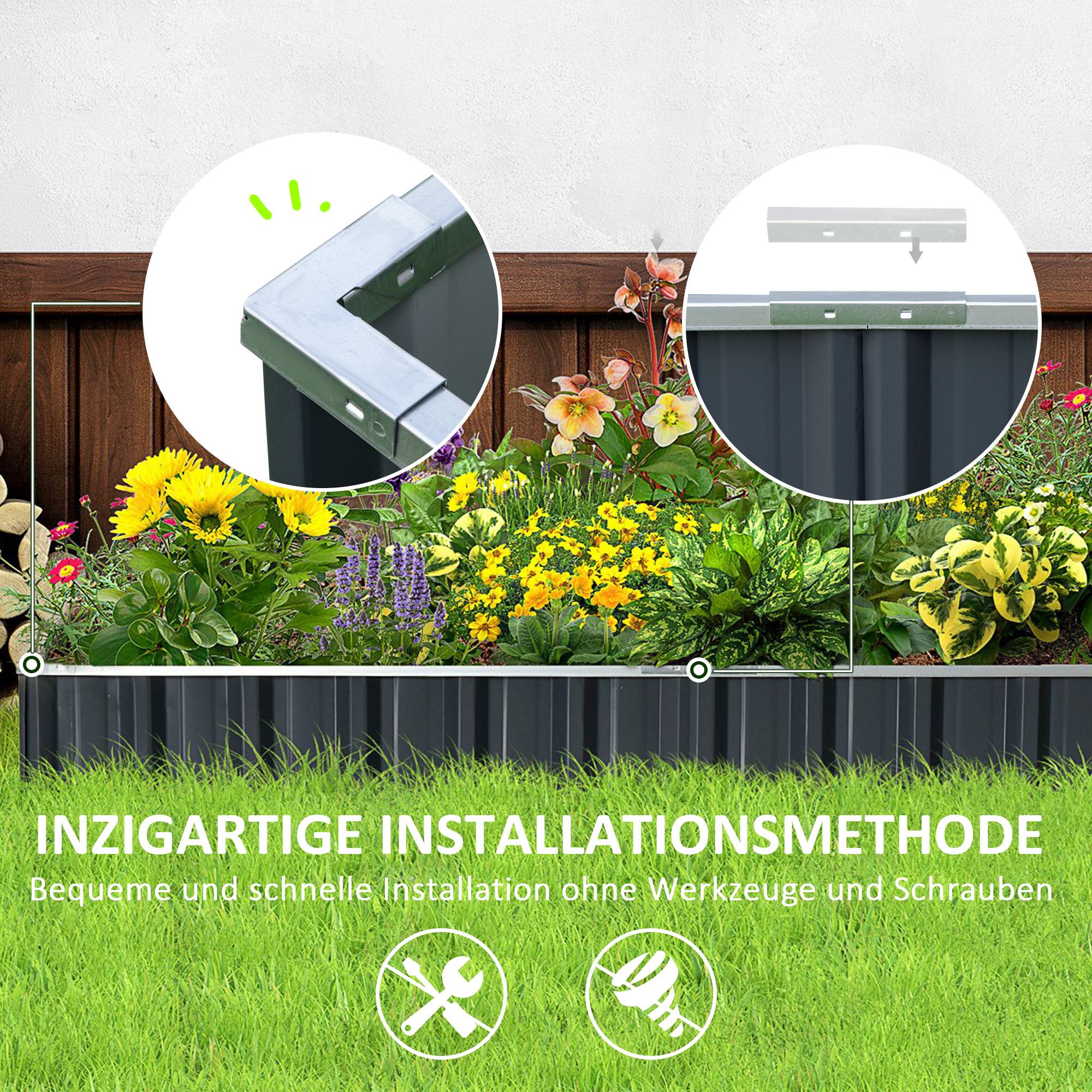 PANGIVO - Carré potager acier anthracite 258 x 90 x 30 cm - PANGIVO - Image 7