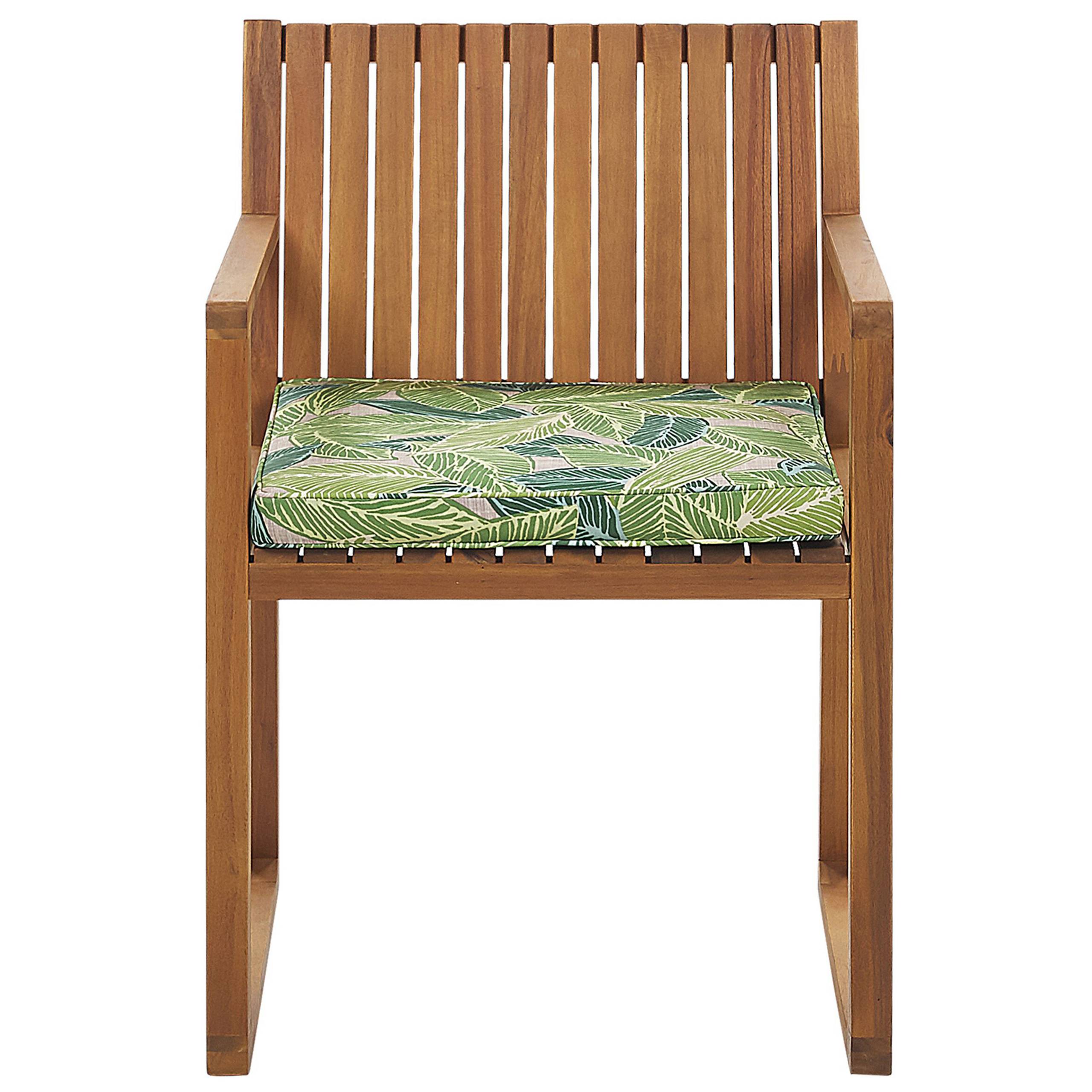 Beliani - Ensemble de Jardin composé d'une Table 180 x 90 cm et de 8 Chaises en Bois d'Accacia avec Coussins d'Assise Verts motif Feuilles Beliani - Imagen 4