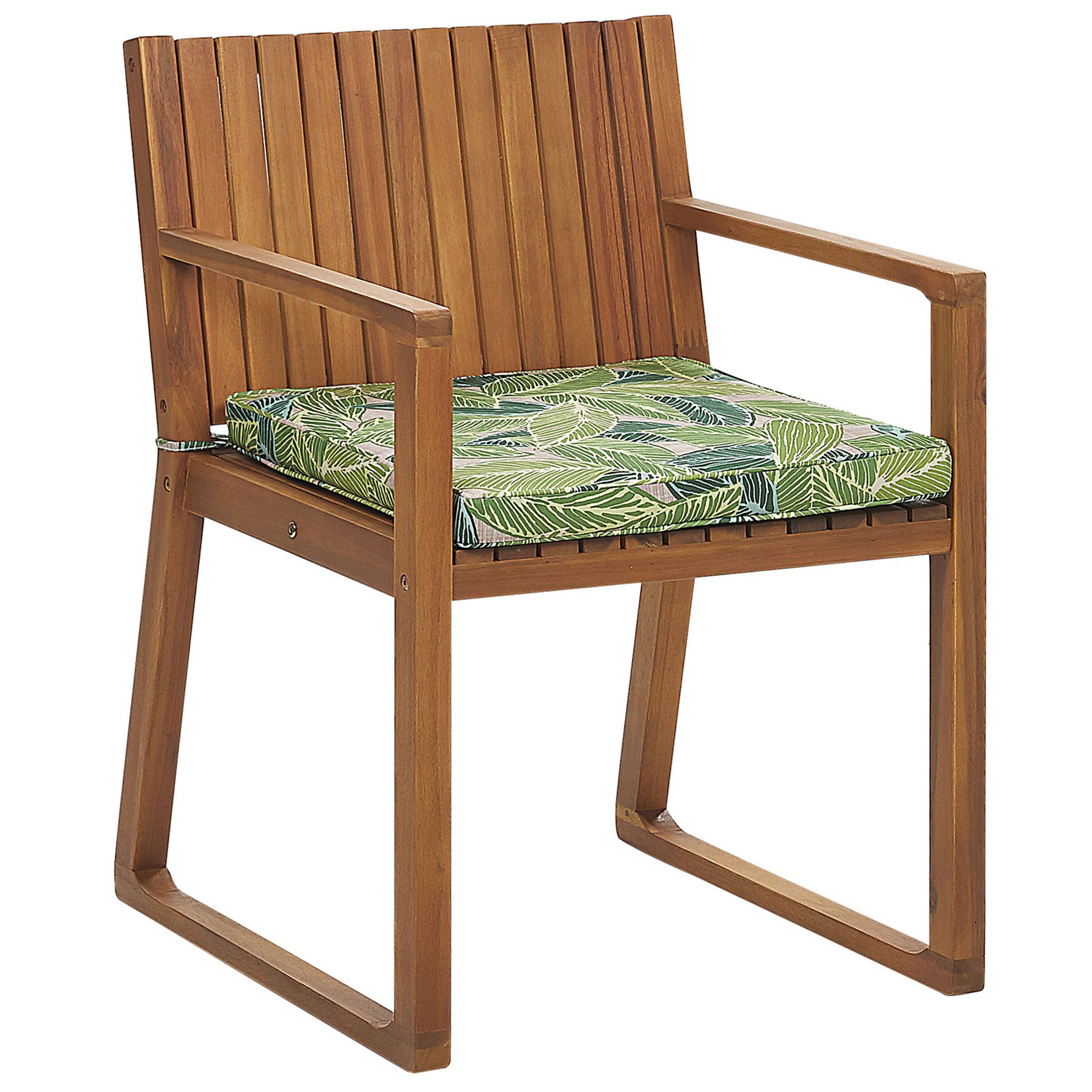 Beliani - Ensemble de Jardin composé d'une Table 180 x 90 cm et de 8 Chaises en Bois d'Accacia avec Coussins d'Assise Verts motif Feuilles Beliani - Imagen 5