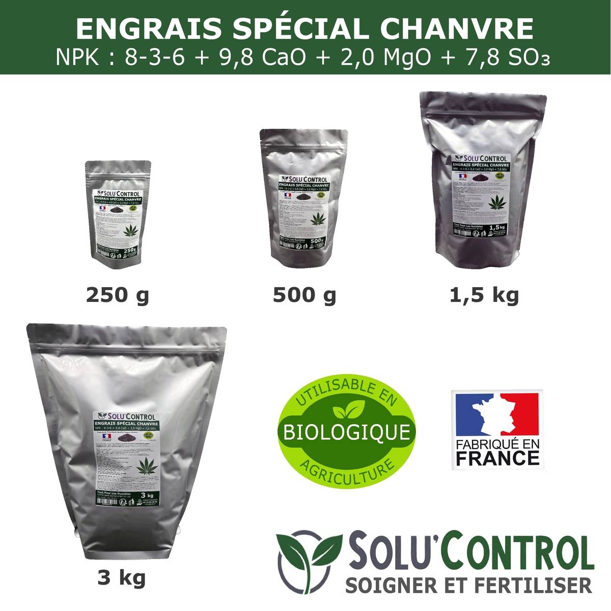 Tout pour les nuisibles - SOLU’CONTROL - 500 g - Engrais Spécial Chanvre  NPK 8-3-6 - Stimule une croissance vigoureuse et un développement harmonieux du chanvre - UAB - Image 4