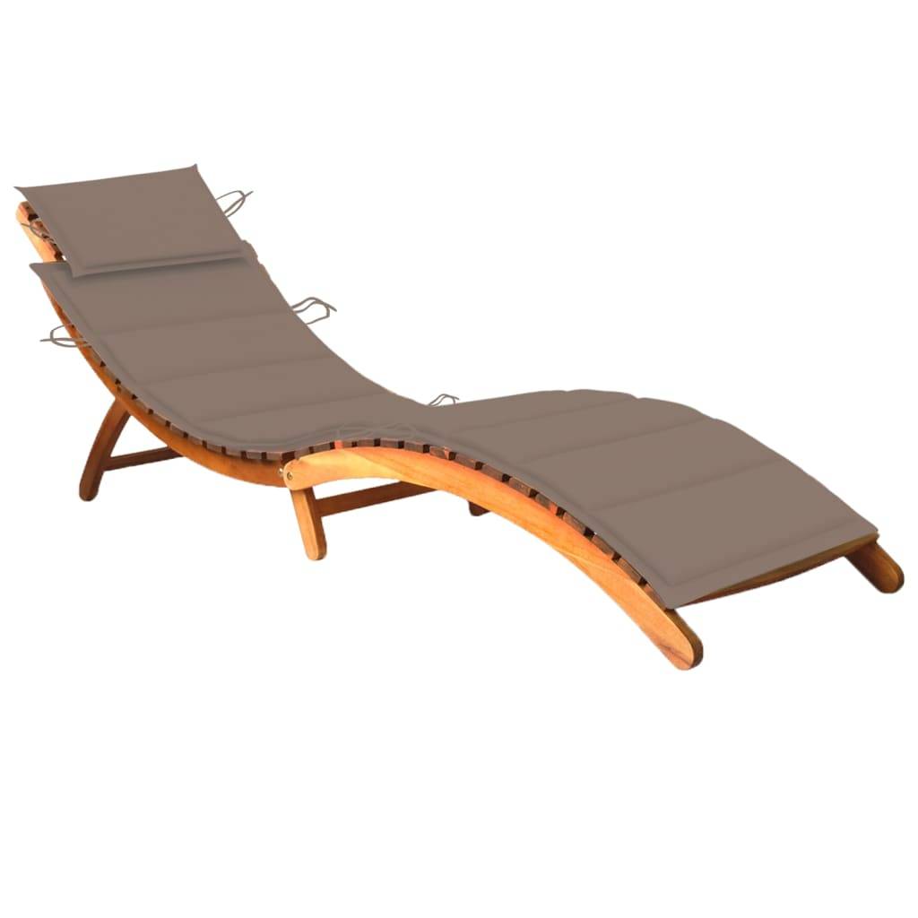Helloshop26 - Transat chaise longue bain de soleil lit de jardin terrasse meuble d'extérieur avec coussin bois d'acacia solide - Imagen 1