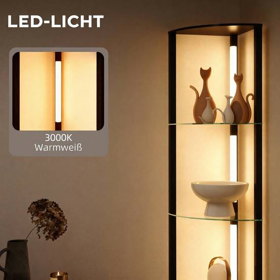 Lampadaire LED avec étagère en verre, 3 niveaux de luminosité, interrupteur au pied, pour salon ou chambre, noir - Image 7