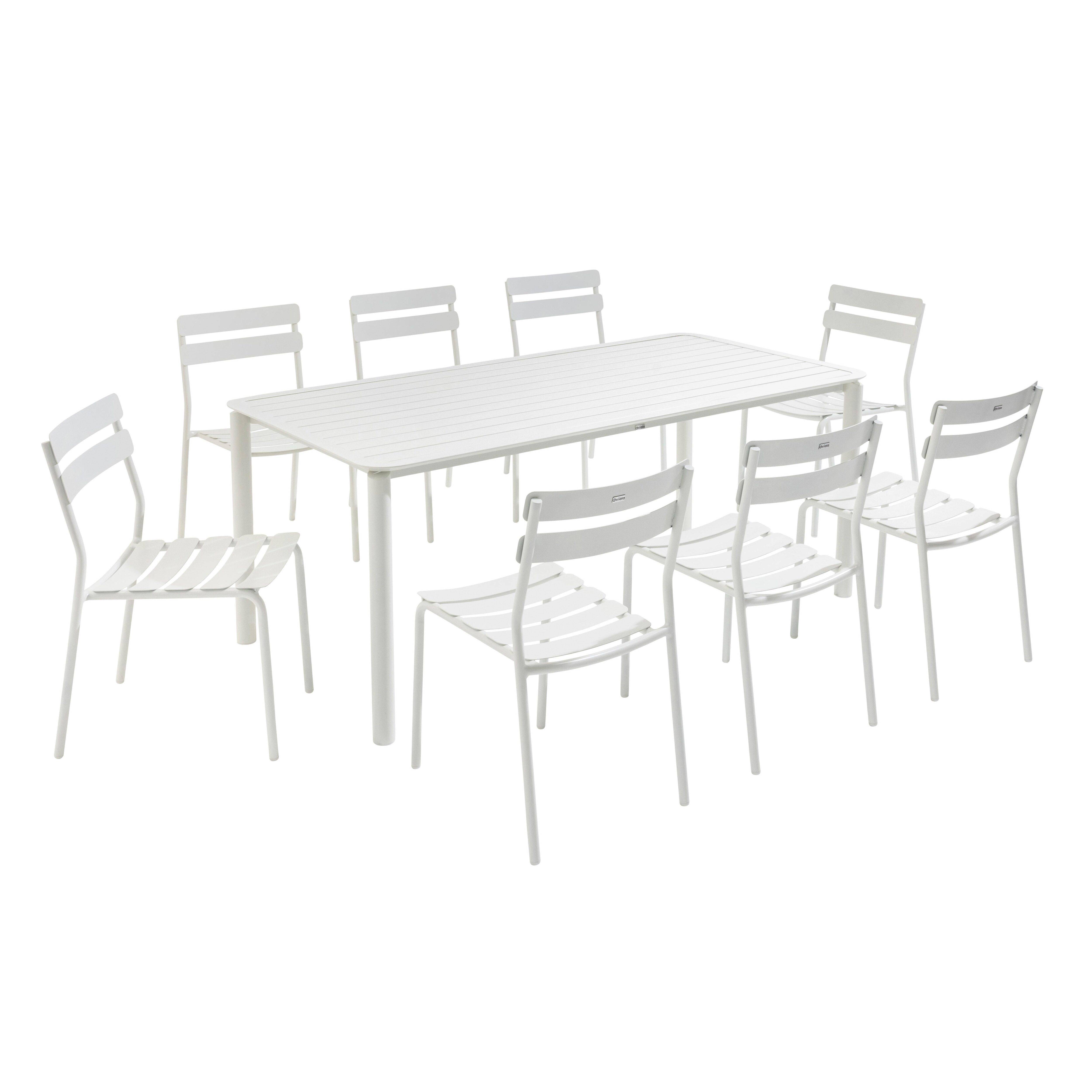 Oviala - Ensemble table de jardin et 8 chaises blanc Almada - Oviala - Imagen 1