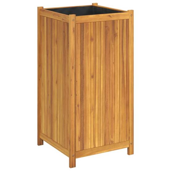 Jardinière - Bac à fleurs - Pot de fleurs avec doublure 50x50x100 cm bois massif d'acacia - Image 1